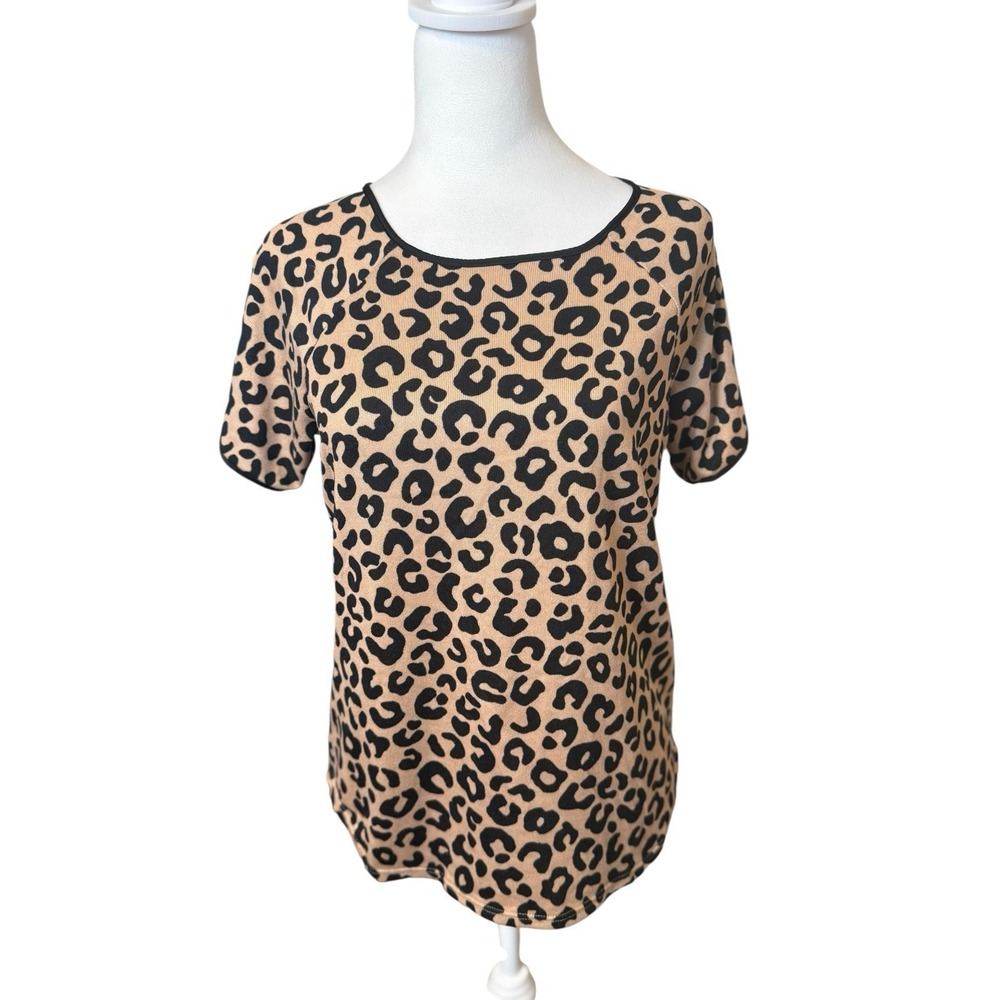 Kate‎ Spade Top Women XS Extra Small Short Sleeve Animal Print Pajama Knit Shirt
